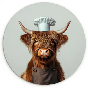 Muurcirkel - Schotse Hooglander - Bruin - Hoorns - Kokskleding