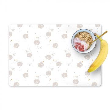 Placemat vinyl - Sterren - Wolkjes - Kind - Wit - Pastel