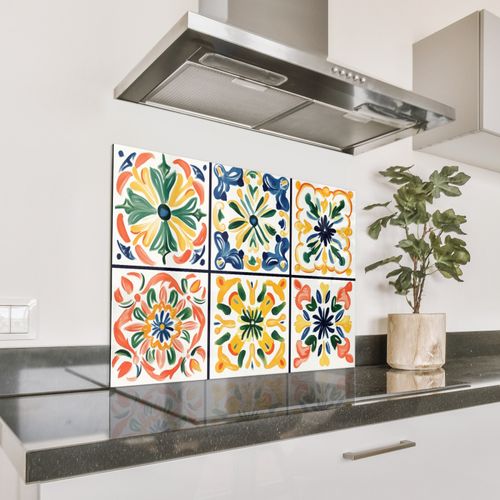 Spatscherm Aluminium - Spaans - Tegels - Keramiek - Bloemen