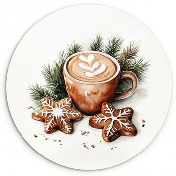 Muurcirkel - Koffie - Koek - Winter - Art - Kerst