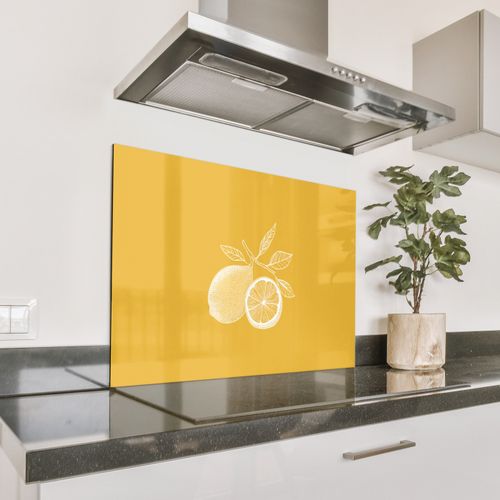 Spatscherm Aluminium - Citroenen - Illustratie - Minimalistisch - Geel