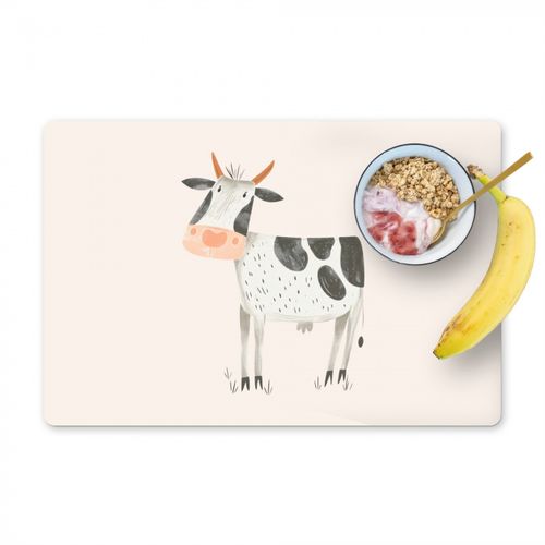 Placemat vinyl - Koe - Boerderij dier - Dieren - Pastel kleuren