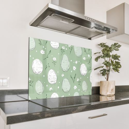 Spatscherm Aluminium - Groen - Eieren - Patroon