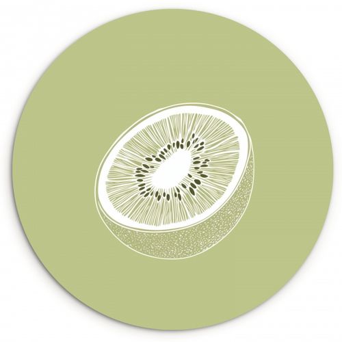 Muurcirkel - Kiwi - Lijntekening - Minimalistisch - Groen