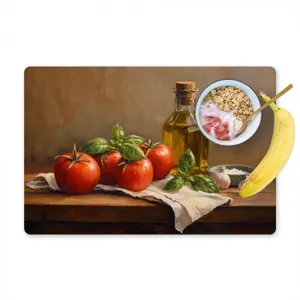 Placemat vinyl - Tomaten - Olijfolie - Stilleven