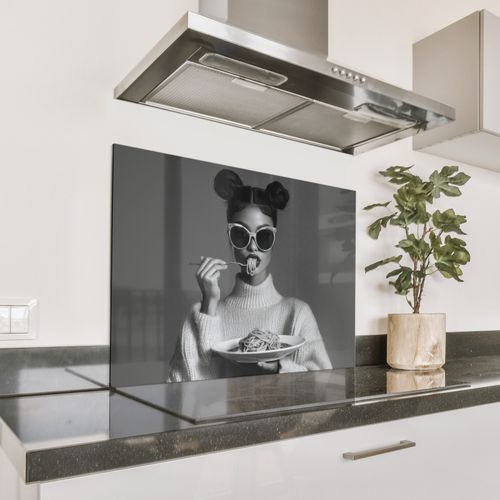 Spatscherm Aluminium - Vrouw - Pasta - Zonnebril
