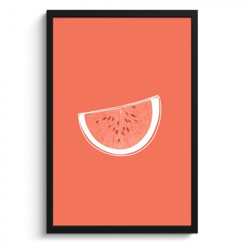 Poster met lijst - Watermeloen - Lijnen - Koraalrood