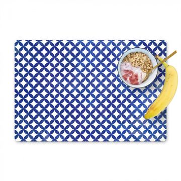 Placemat vinyl - Geweven Indigo Cirkelpatroon