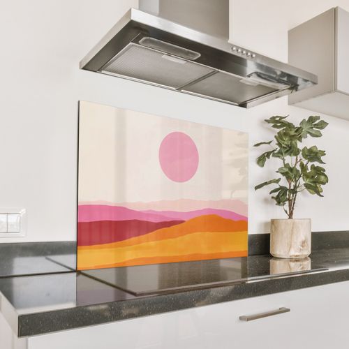 Spatscherm Aluminium - Heuvels - Oranje - Zon - Abstract