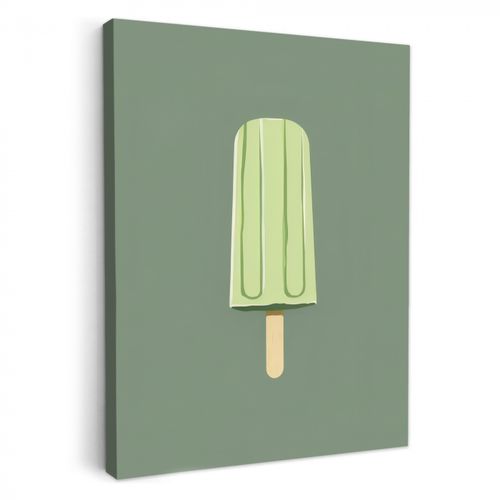 Canvas schilderij - Groen - Waterijsje - Stokje - Illustratie