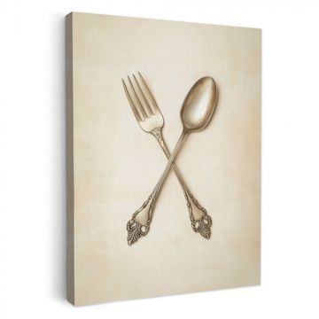 Canvas schilderij - Beige - Vintage - Bestek