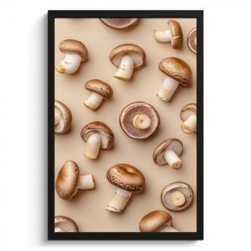 Poster met lijst - Kastanje Champignons - Beige
