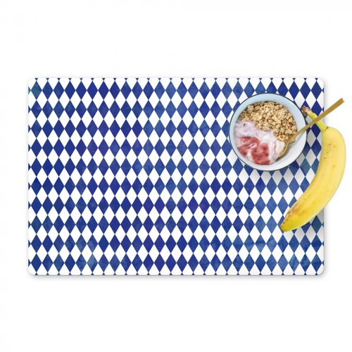 Placemat vinyl - Blauwe Ruit Illusie