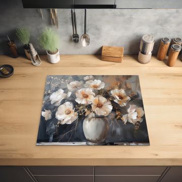 Inductie beschermer - Bloemen - Wit - Vaas - Modern