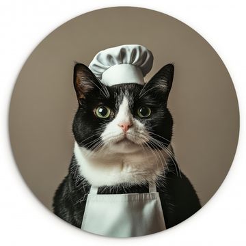 Muurcirkel - Kat - Kokskleding - Zwart - Wit