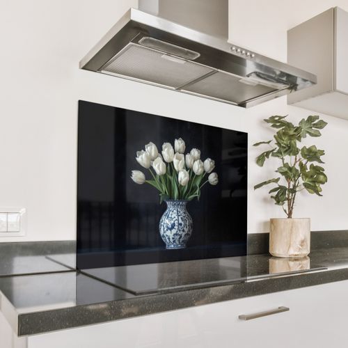Spatscherm Aluminium - Wit - Bloemen - Tulpen - Vaas