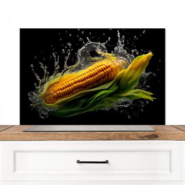 Spatscherm Aluminium - Maïs - Groente - Planten - Zwart - Water