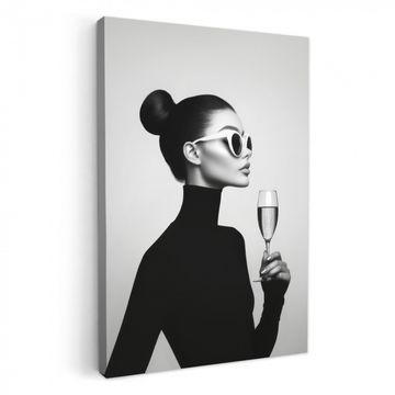 Canvas schilderij - Vrouw - Champagne - Modern