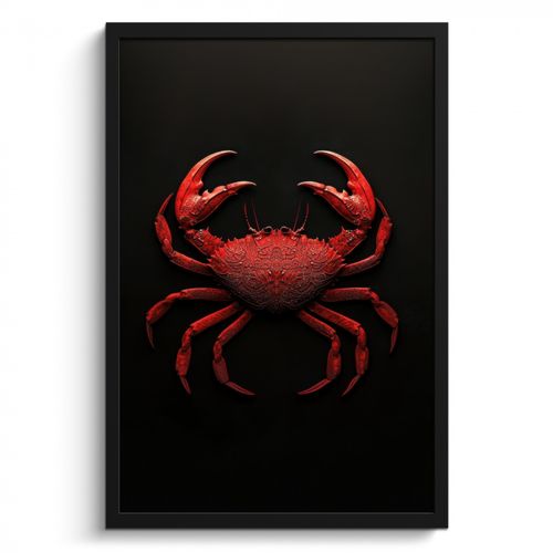 Poster met lijst - Krab - Rood - Vissen - Schaaldieren