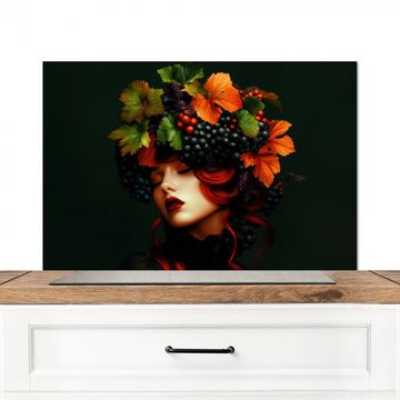 Spatscherm Aluminium - Vrouw - Rood - Groen - Druiven