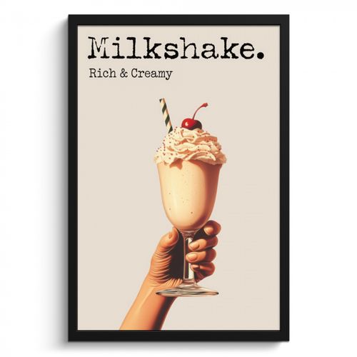 Poster met lijst - Milkshake - Kers - Rietje