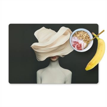 Placemat vinyl - Vrouw - Beige - hoed