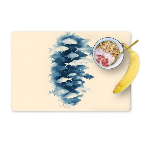 Placemat vinyl - Vissen - Minimalistisch - Blauw