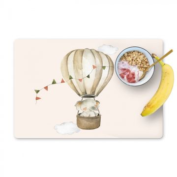 Placemat vinyl - Luchtballon - Olifant - Watercolor - Beige - Dieren