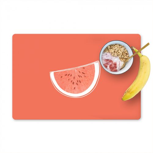 Placemat vinyl - Watermeloen - Lijnen - Koraalrood