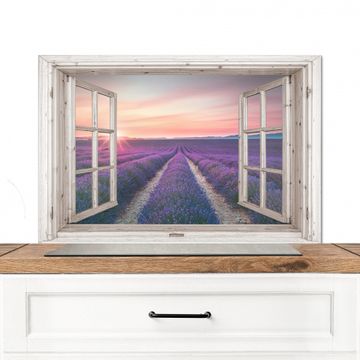 Spatscherm Aluminium - Lavendelvelden bij Zonsondergang