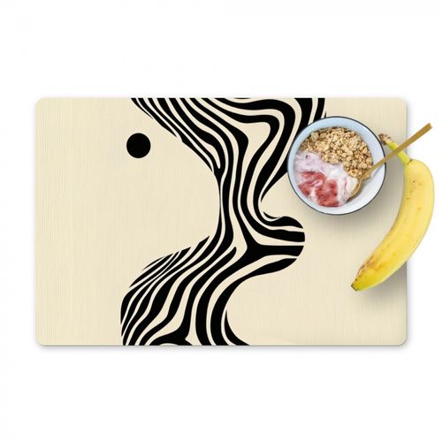 Placemat vinyl - Beige - Lijnen - Golvend -  Abstract