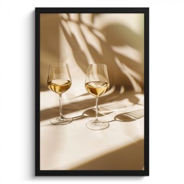 Poster met lijst - Wijn - Wijnglazen - Wit