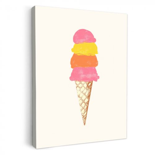 Canvas schilderij - Schepijs - Hoorntje - Illustratie - Minimalistisch