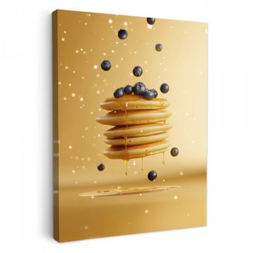 Canvas schilderij - Pannenkoeken - Eten - Honing - Geel