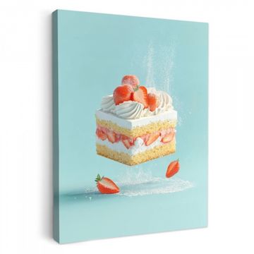 Canvas schilderij - Slagroom - Taart - Blauw - Eten