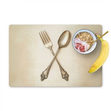 Placemat vinyl - Beige - Vintage - Bestek