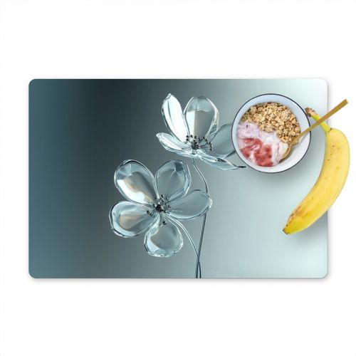 Placemat vinyl - Kristal - Bloemen - Grijs