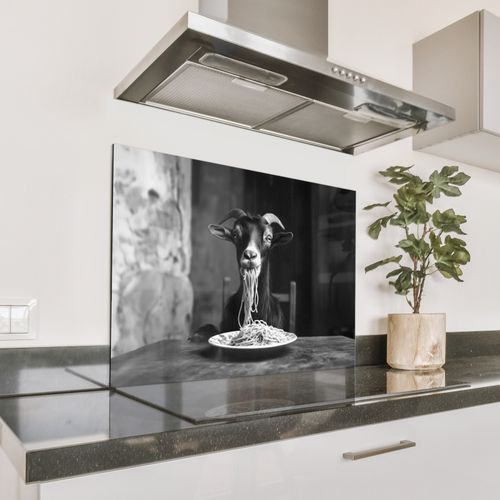 Spatscherm Aluminium - Geit - Bord - Spaghetti - Zwart Wit