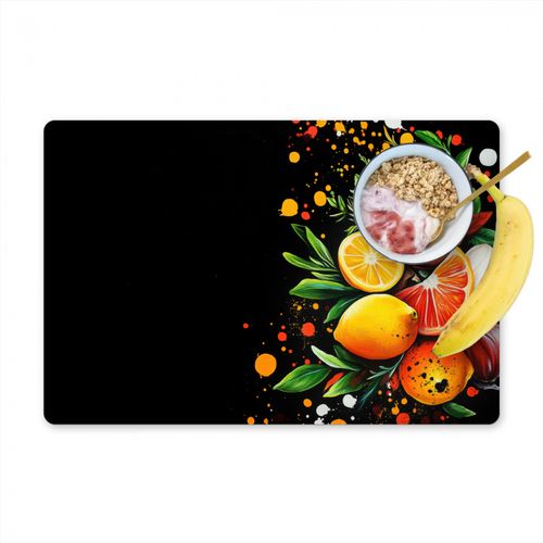 Placemat vinyl - Citroenen - Zwart - Kruiden - Graffiti - Verf