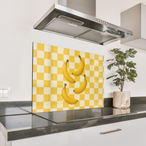 Spatscherm Aluminium - Bananen - Geel - Geblokt