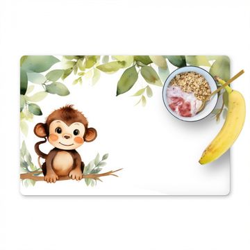 Placemat vinyl - Aap - Watercolor - Bladeren - Kind - Dieren