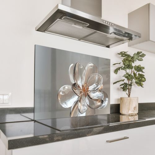 Spatscherm Aluminium - Bloem - Glazen - Doorzichtig