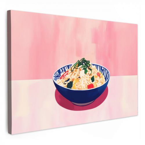 Canvas schilderij - Rijst - Illustratie - Kom - Groente