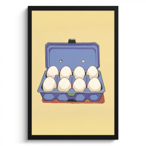 Poster met lijst - Eieren - Doos - Minimalistisch - Blauw