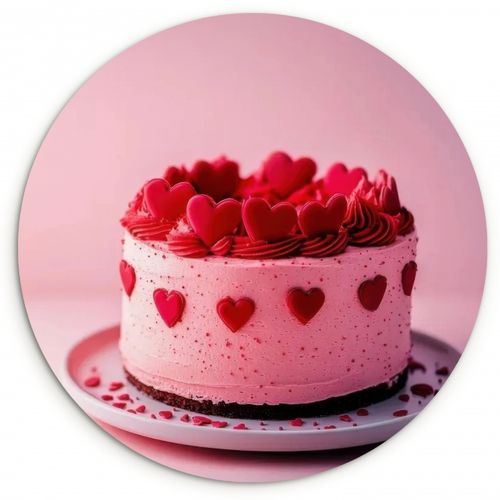 Muurcirkel - Taart - Hart - Roze