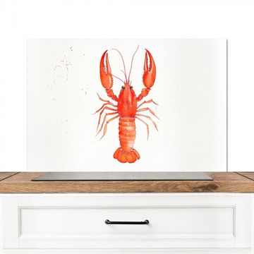 Spatscherm Aluminium - Kreeft - Waterverf - Aquarel - Oranje