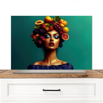 Spatscherm Aluminium - Vrouw - Hoodtooi - Tropisch - Fruit - Druiven