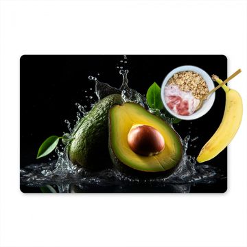 Placemat vinyl - Avocado - Groente - Bladeren - Water - Zwart - Groen