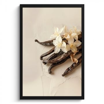Poster met lijst - Vanille - Bloemen - Beige
