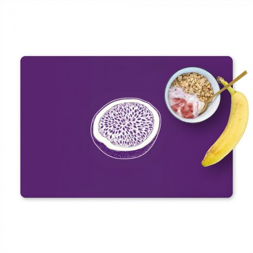 Placemat vinyl - Passievrucht - Zaadjes - Paars - Minimalistisch